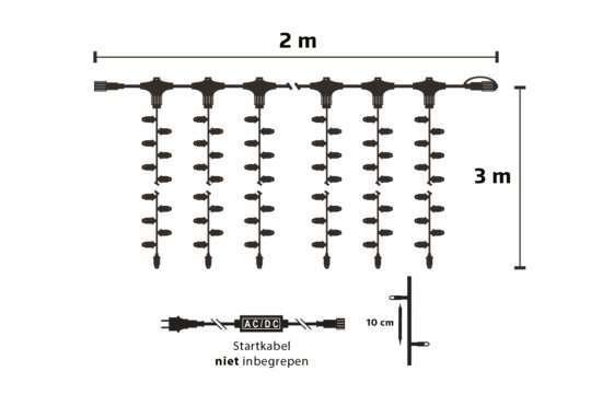 Lichtgordijn 2m x 3m Klassiek warm wit