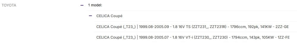 Achterlichten Toyota Celica 2001-2005