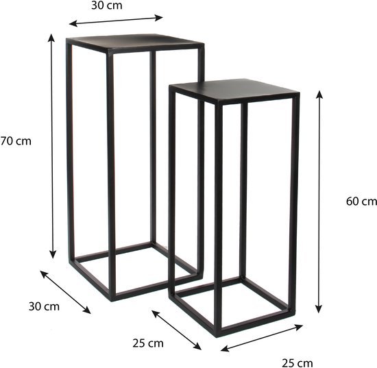 Mica Decorations Goa bijzettafel - Set van 2 - Metaal - Zwart