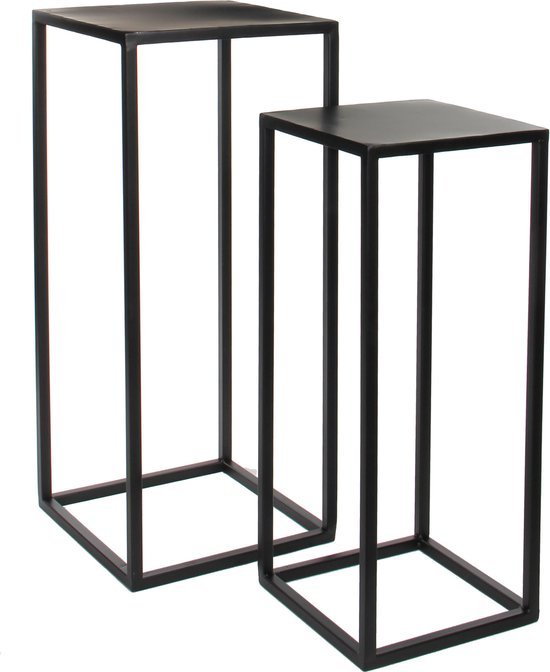 Mica Decorations Goa bijzettafel - Set van 2 - Metaal - Zwart