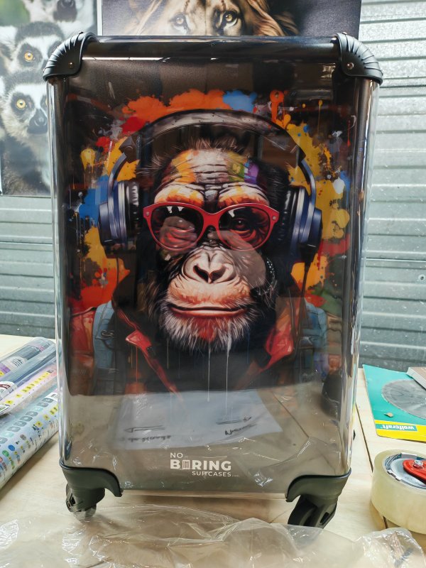 Koffer - Kleurrijke aap met koptelefoon in graffiti stijl handbagage