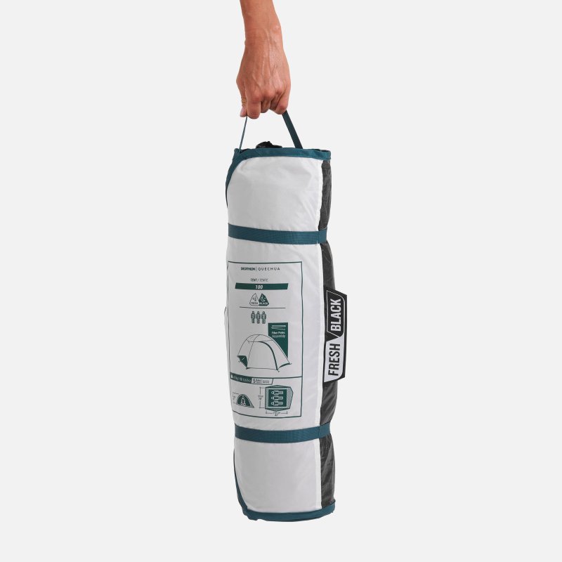 QUECHUA Kampeertent voor 3 personen MH100 Fresh & Black + matras en slaapzak