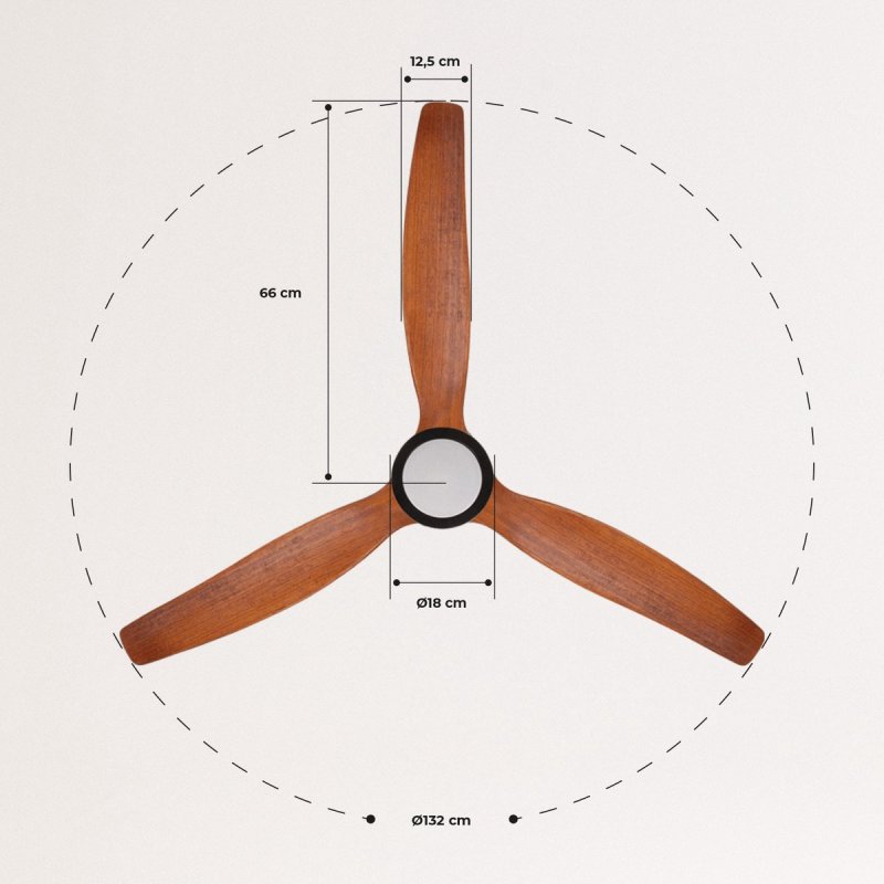 CREATE - Plafondventilator 40W silent Ø132 cm - Met Verlichting drie temperaturen - Met Afstandsbediening - 6 Snelheden - Timer - Zomer/Winter functie - Zwart - WIND STYLANCE