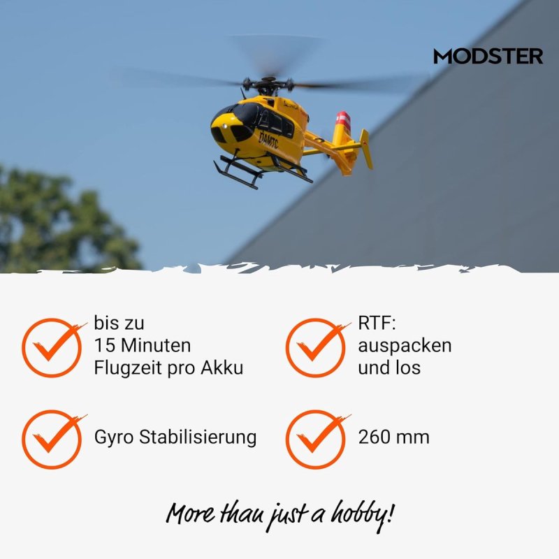 MODSTER MD11672 EC-135 ÖAMTC Scale RC Helikopter Elektro RTF Geel