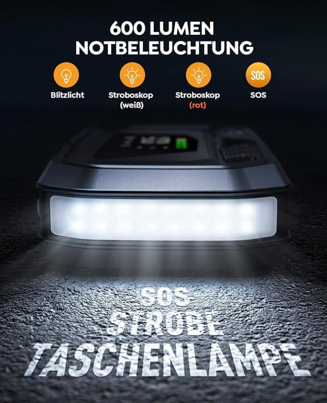 YaberAuto Starthulp powerbank met 160 psi compressor, 6500 A starter powerbank