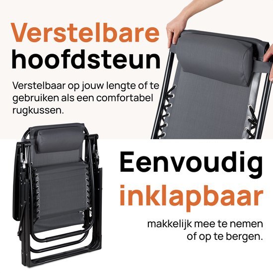 2x Novitaa Opvouwbare Ligstoelen Duoset - Grijs