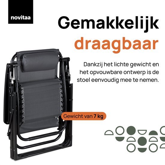2x Novitaa Opvouwbare Ligstoelen Duoset - Grijs