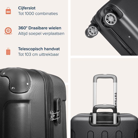 TRVLMORE Kofferset - 3 Delig - Zwart
