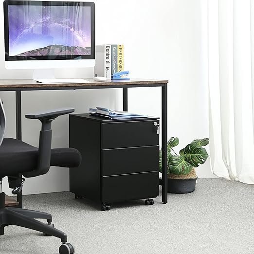 SONGMICS verrijdbaar ladenblok met 3x lade - kleur zwart