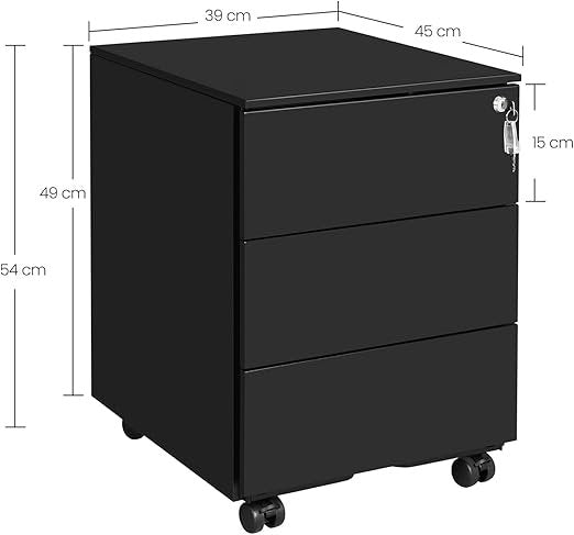 SONGMICS verrijdbaar ladenblok met 3x lade - kleur zwart
