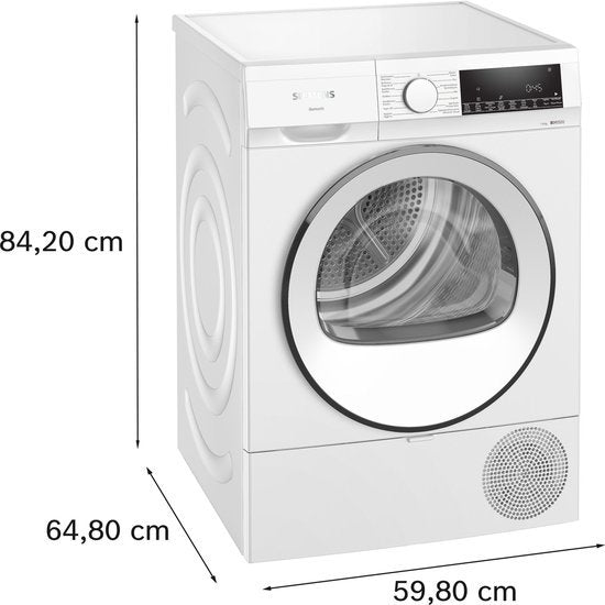 Siemens WQ33G1DEFG - iQ500 - Wasdroger - Warmtepompdroger - 8 kg - Zelfreinigende condensor - Stil - NL/FR Display