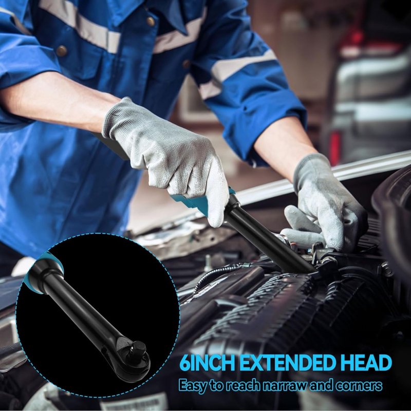 Byczone accu ratelsleutel voor Makita 18V accu, 3/8 inch verlengde elektrische ratelsleutelset met ledlicht, 9 10 11 12 13 14 15 17 mm dopsleutels, 320 omw/min, 80 N.m