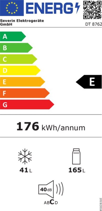 Severin koelkast DT 8762 - Vrijstaand - Zwart