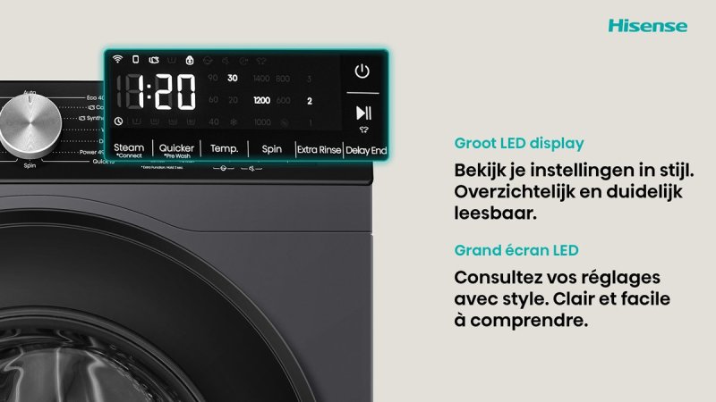 Hisense was-droogcombinatie WD3S9043BB3 - Zwart