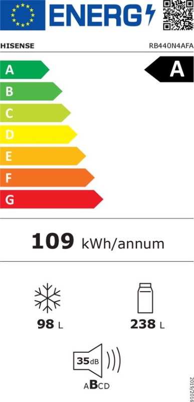 Hisense koelkast RB440N4AFA - No Frost - Zwart