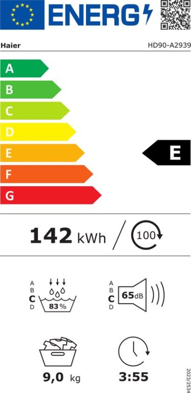 Haier warmtepompdroger HD90-A2939-S - 9 kg
