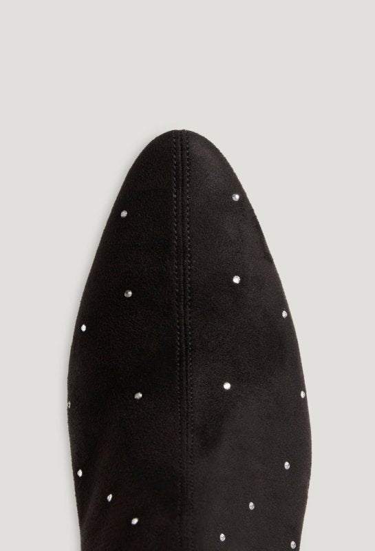 Zwarte dijhoge laarzen met strasssteentjes - Maat 38