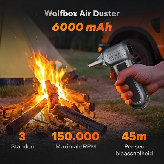 Wolfbox MF100 Air Duster Draadloos - Luchtblazer - Perslucht - Turbo Fan