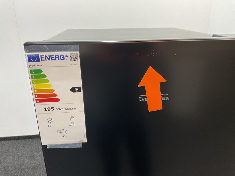 Everglades EVUD4041 - Koel- Vriescombinatie - Zwart - 175 Liter - E Klasse - 5 Jaar Garantie