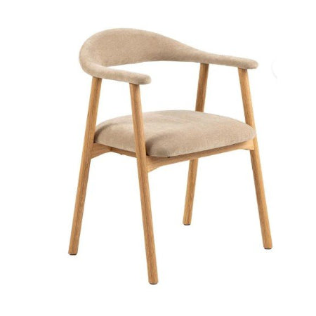 by fonQ Nordic Eetkamerstoel - Eikenhout - Beige set van 2