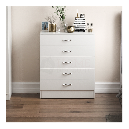 Riano 5-ladenkast, witte houten ladekast,