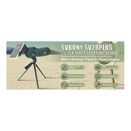 Svbony SV28PLUS Spotting Scope, 75x70mm BAK4 FMC, Telescoop, Monoculair
