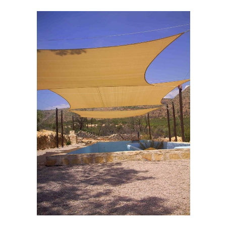 Sunfighters waterdoorlatend schaduwdoek vierkant 500x500cm Zand 320gr/m2