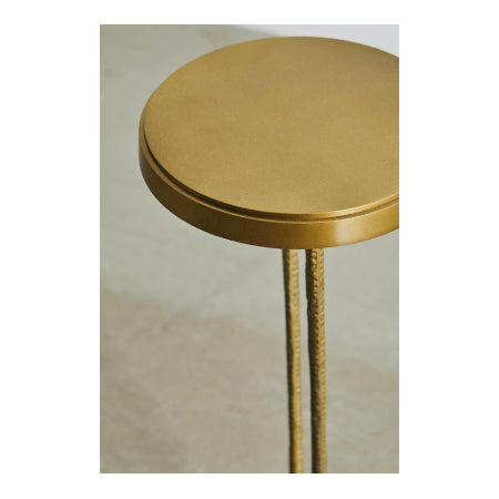 Gouden metalen bijzettafel met vogelachtige vorm en twee vogelpootjes