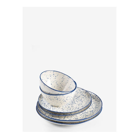 12-delige blauwe spikkeldiner set