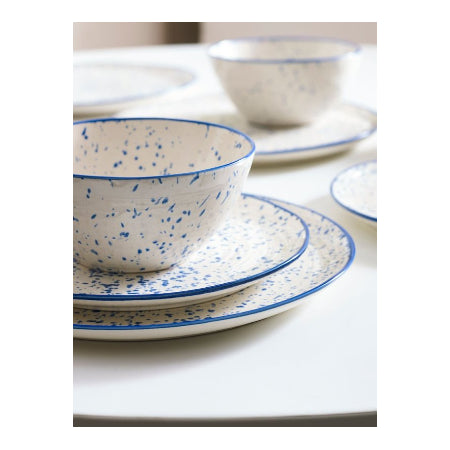 12-delige blauwe spikkeldiner set