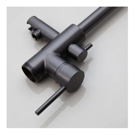 WEBO Vrijstaande Badmengkraan met staafhanddouche en 150cm doucheslang Gun Metal Badkraan Rio