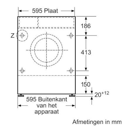 Siemens inbouw was-droogcombi WK14D543EU - Engels Display