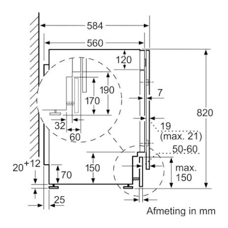 Siemens inbouw was-droogcombi WK14D543EU - Engels Display