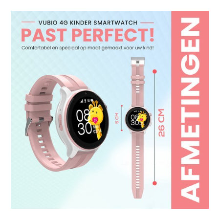 VUBIO 4G Kinder Smartwatch L1 - GPS - Videobellen - Roze
