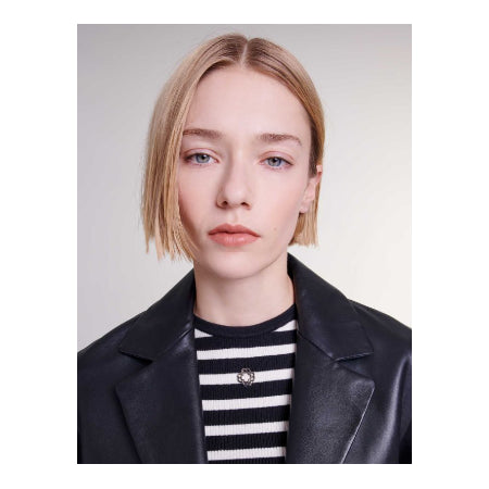 Maje - zwarte leren dames jas - Maat 38