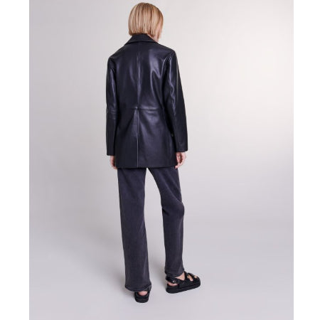 Maje - zwarte leren dames jas - Maat 38