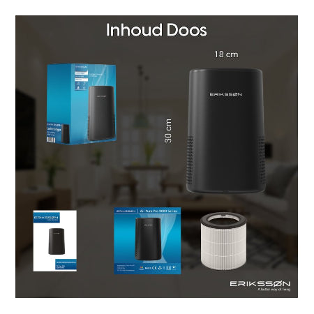 Erikssøn Luchtreiniger Elite - Zwart - 240 m3/u