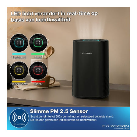 Erikssøn Luchtreiniger Elite - Zwart - 240 m3/u