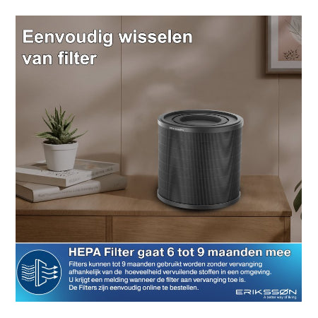 Erikssøn Luchtreiniger Elite - Zwart - 240 m3/u