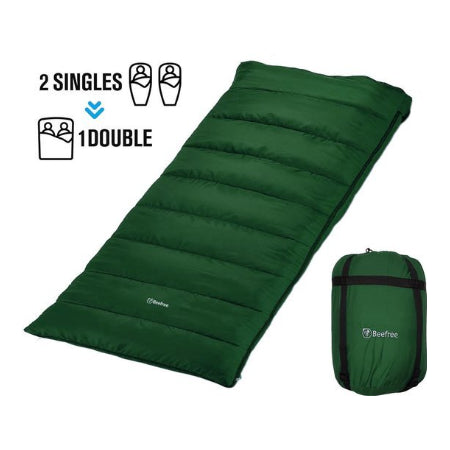 Beefree Slaapzak XL - Grote Katoenen 220 x 90cm - aanritsbaar - Groen