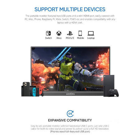 A1 Kickstand - Arzopa Portable Monitor 15.6 inch FHD
