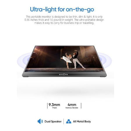 A1 Kickstand - Arzopa Portable Monitor 15.6 inch FHD