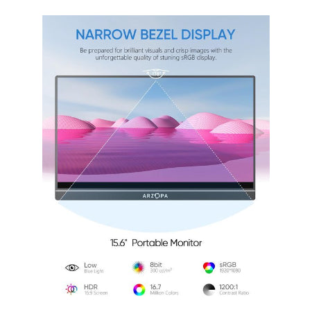 A1 Kickstand - Arzopa Portable Monitor 15.6 inch FHD
