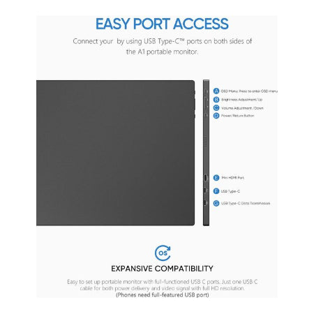 A1 Kickstand - Arzopa Portable Monitor 15.6 inch FHD