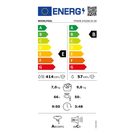Whirlpool was-droogcombinatie FFWDB 976258 SV EE - Wit