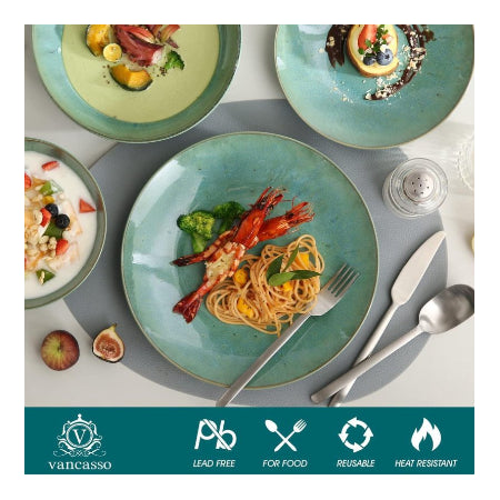 Serviesset 12 persoons - Vancasso Tafelservies 16-delige Karst combiserviesset - aardewerk - vintage look