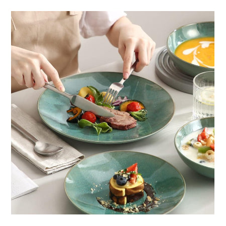 Serviesset 12 persoons - Vancasso Tafelservies 16-delige Karst combiserviesset - aardewerk - vintage look