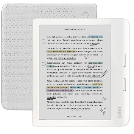 E-Reader met kleurenschem - Kobo Libra - kleur Wit