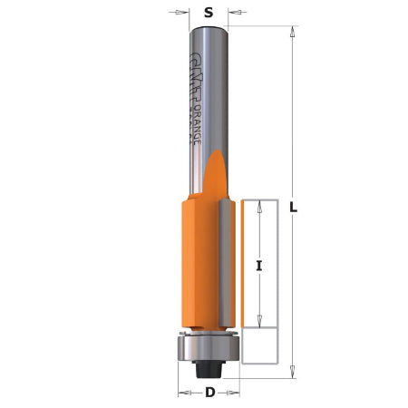 CMT Frezen HW Kantenfrees met geleidelager S=8 D=12.7 I=25 L=67 Z2
