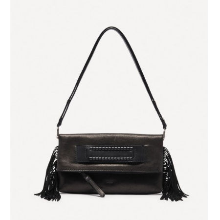 ZOE – Handtas in zwart schapenvachtleer.